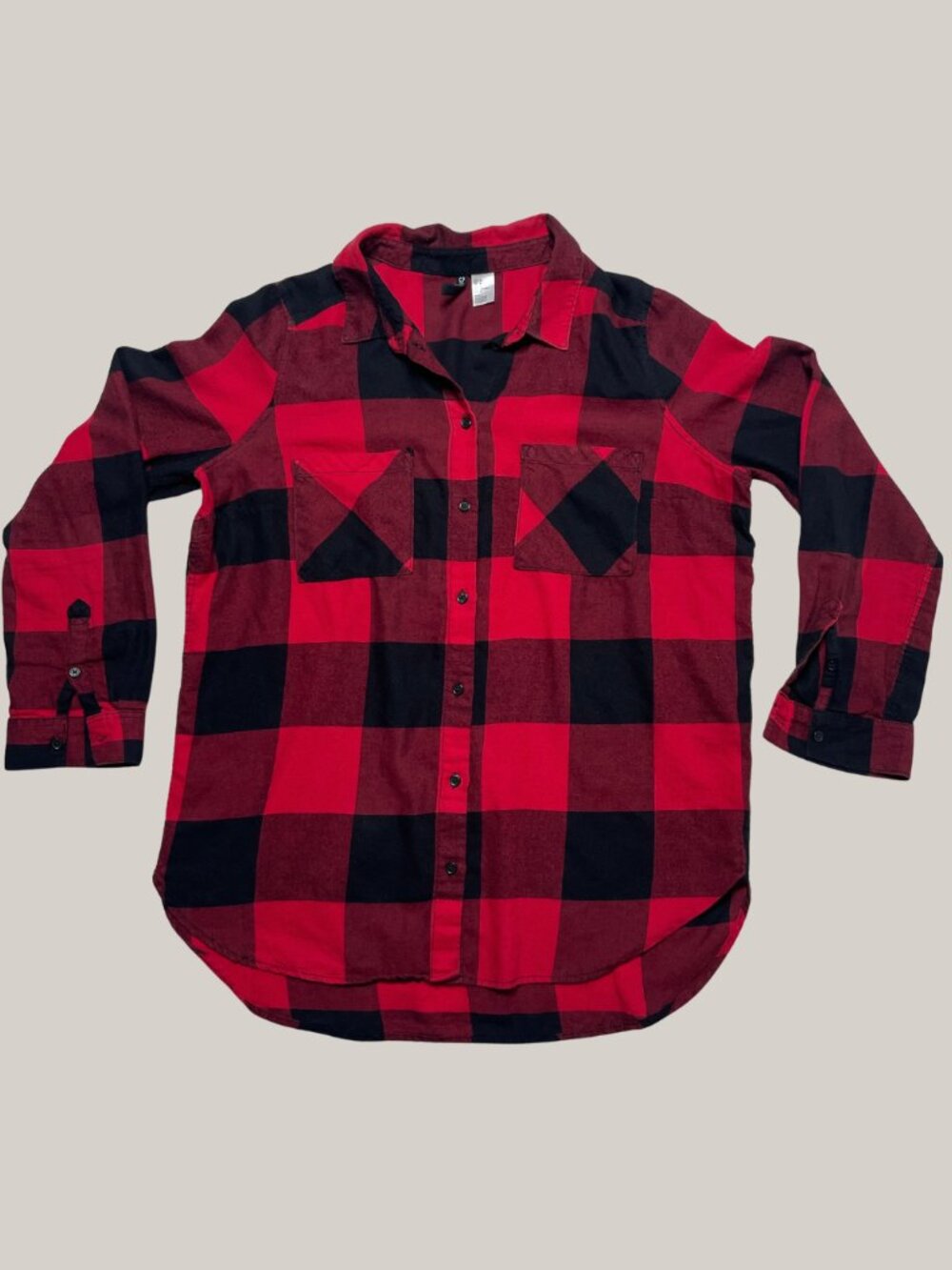 H&M DIVIDED Women Buffalo Plaid Button-up Shirt Size 8
